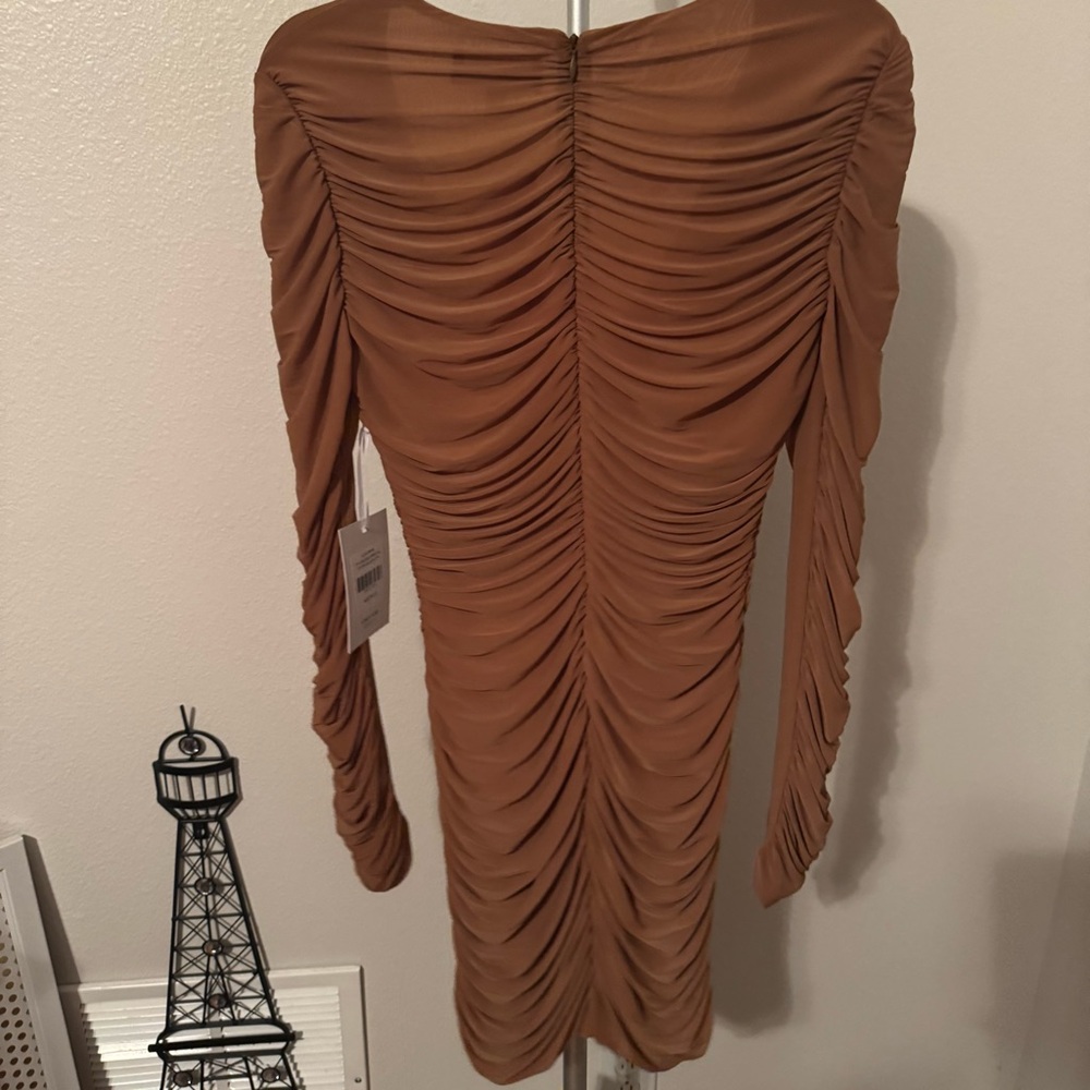 NWT Ronny Kobo Julisa Ruched Long-Sleeve Mini Dress Sz L - Picture 7 of 7